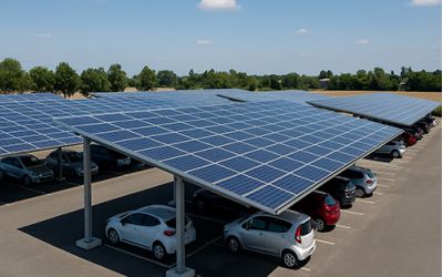 Installation d'ombrières de parking photovoltaïques